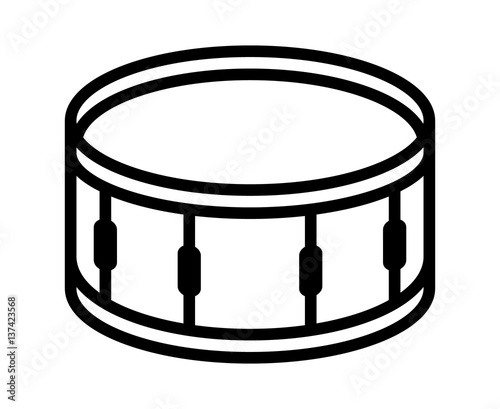 Snare drum or side drum musical instrument line art vector icon for music apps and websites