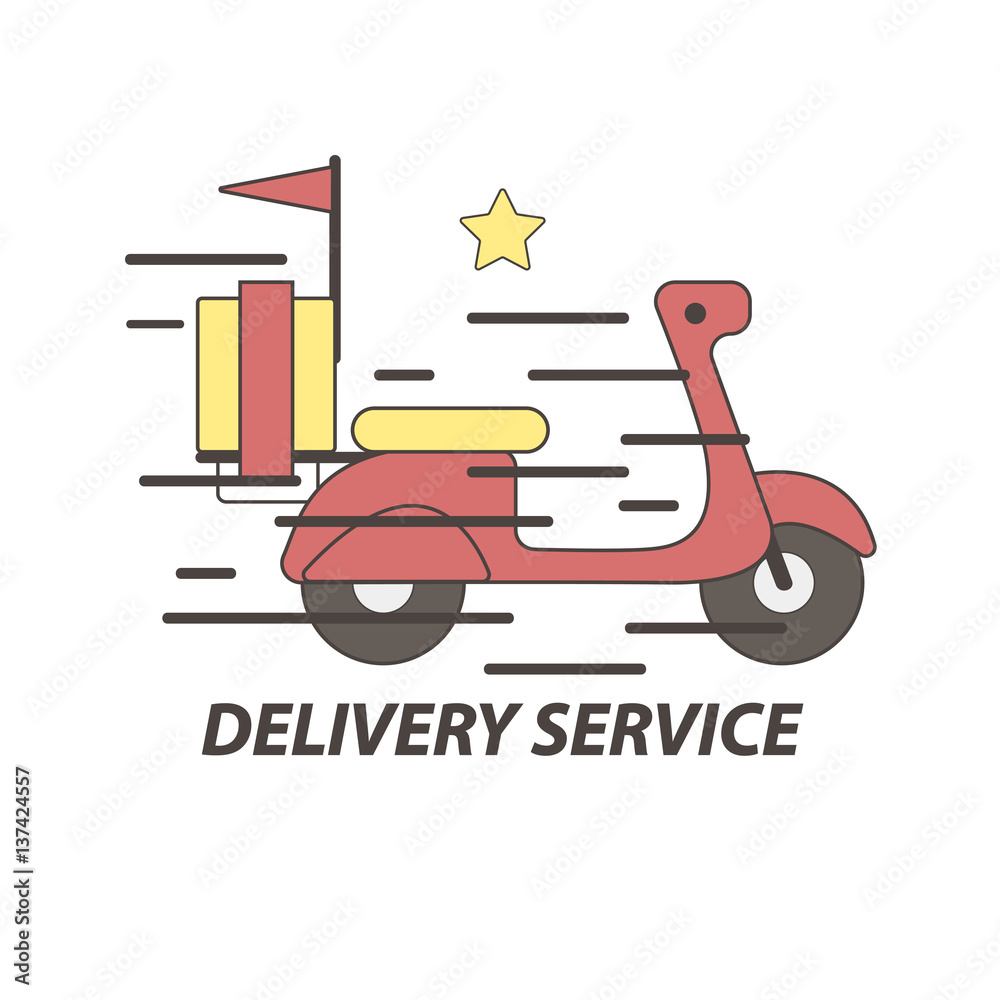 Express delivery food service scooter vector icon Express delivery food service scooter vector icon