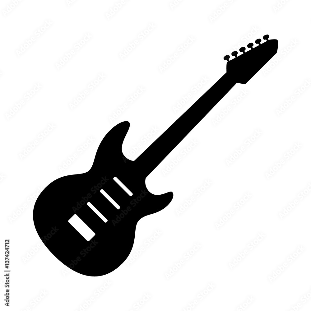 Obraz premium Electric guitar musical instrument flat vector icon for music apps and websites