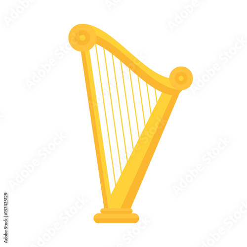 Fototapet Golden harp icon in flat style design
