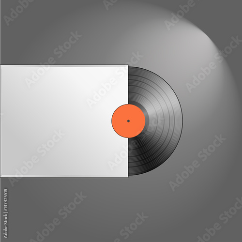 Vector vinyl record with cover. 