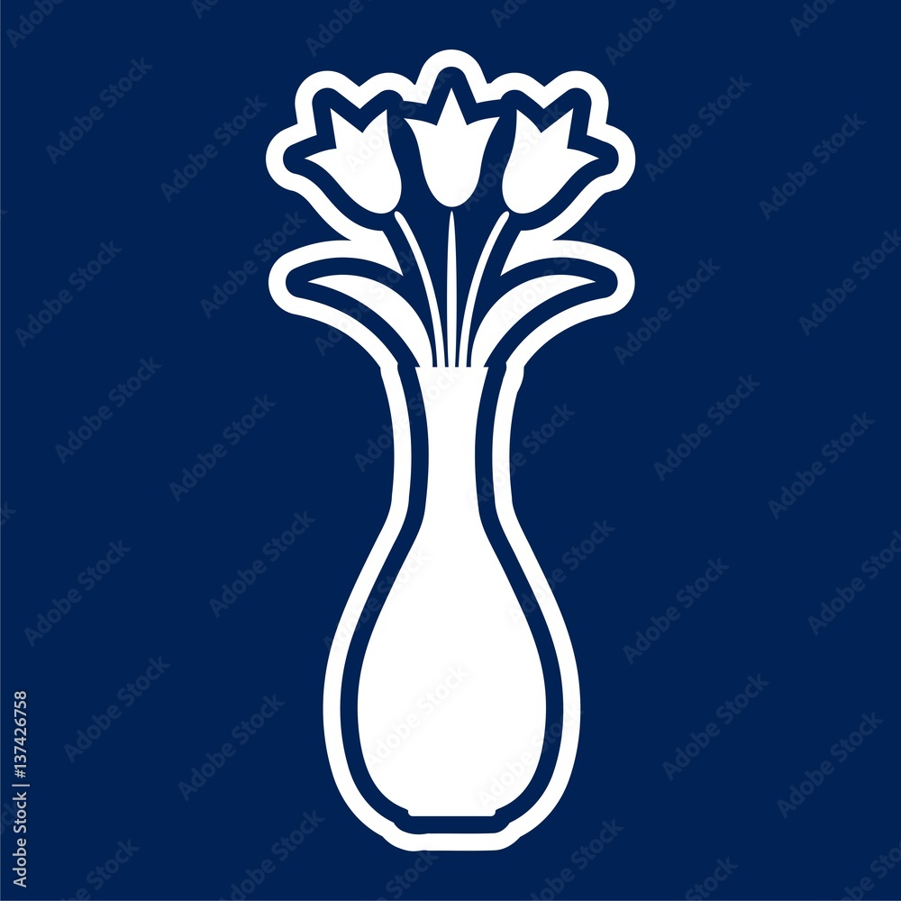Flower in vase icon - vector Illustration