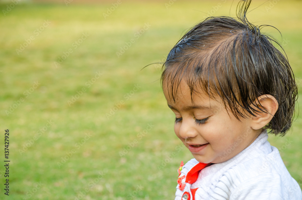 Portrait joyful pretty little girl with smile Portrait joyful pretty little girl with smile