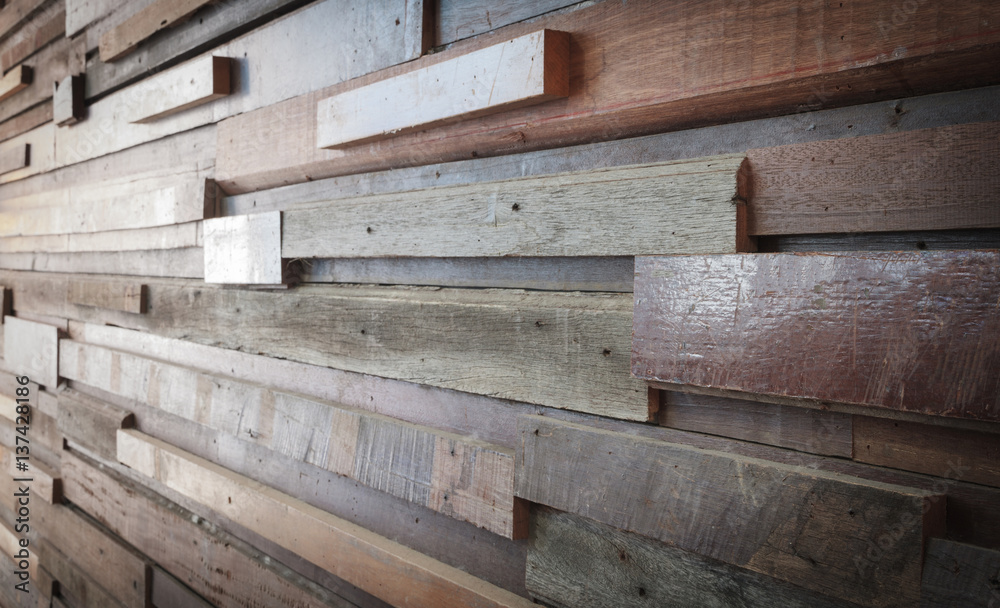 Wooden wall in closeup view perspective angle. Wooden wall in closeup view perspective angle.