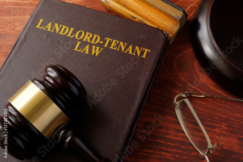 Book with title Landlord-Tenant Law and a gavel. photo