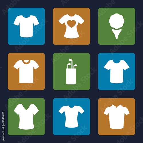 Set of 9 tee filled icons