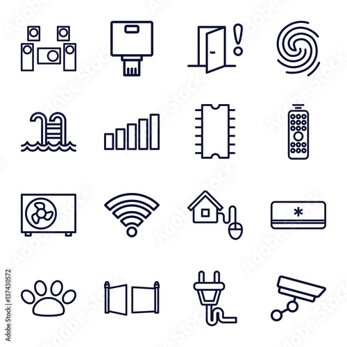 Set of 16 Smarthome outline icons