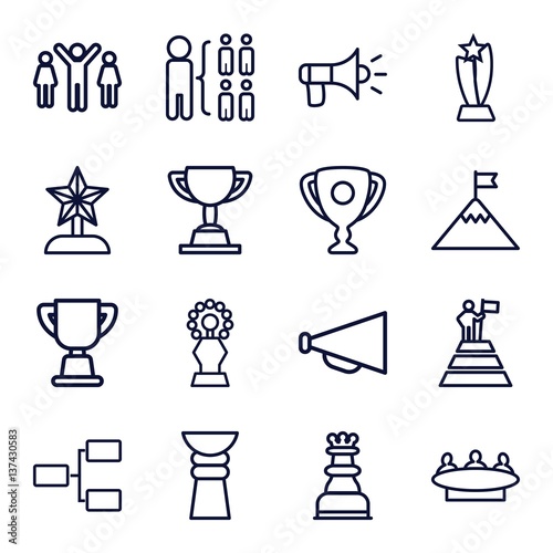 Set of 16 leadership outline icons