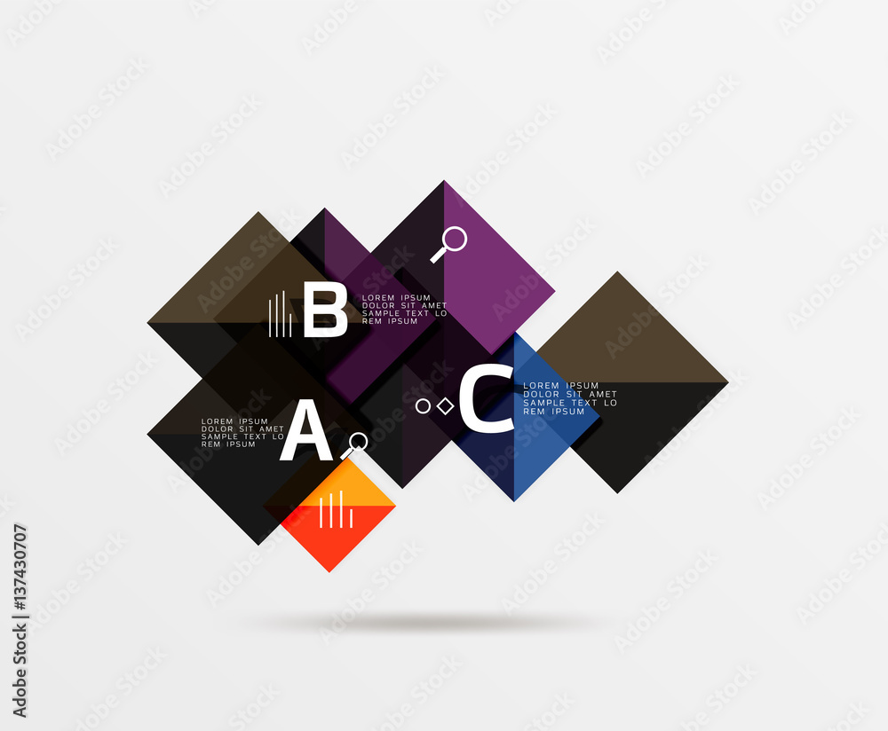 Modern flying square infographic Modern flying square infographic
