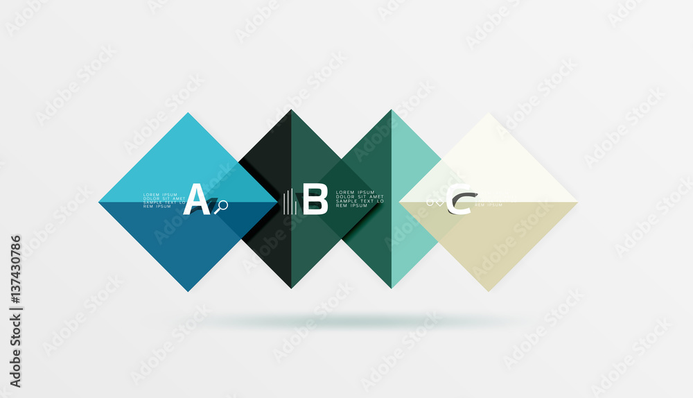 Modern flying square infographic Modern flying square infographic