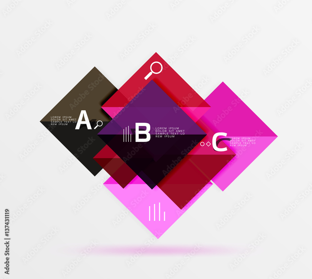 Glossy squares with text, abstract geometric design concept Glossy squares with text, abstract geometric design concept