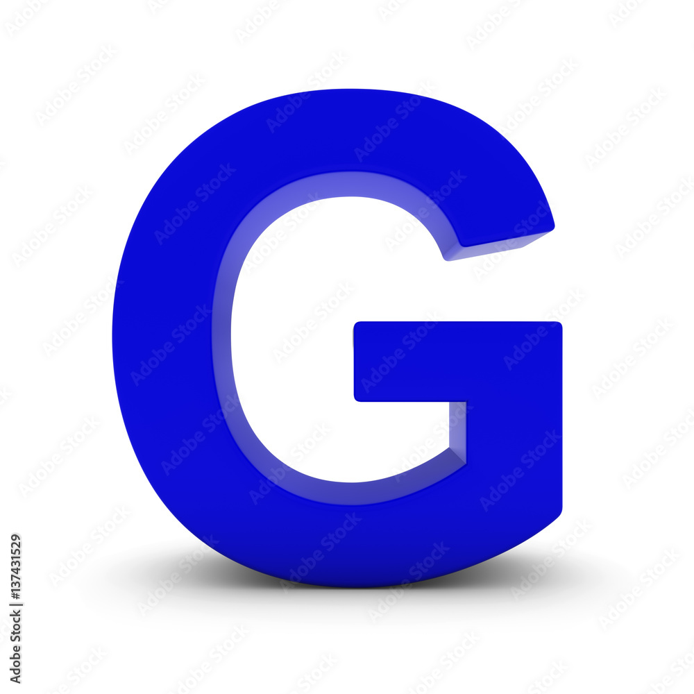 Blue Letter G Isolated on White with Shadows 3D Illustration Blue Letter G Isolated on White with Shadows 3D Illustration