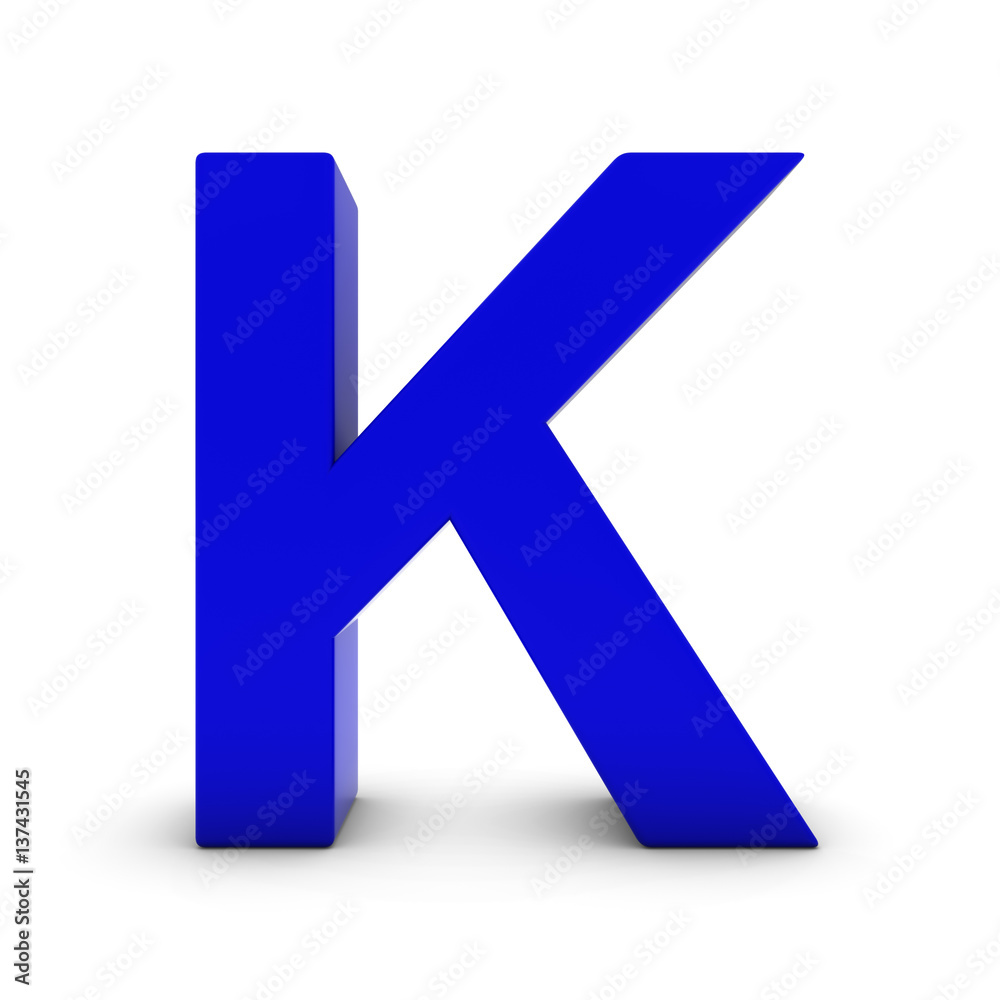 Blue Letter K Isolated on White with Shadows 3D Illustration Blue Letter K Isolated on White with Shadows 3D Illustration