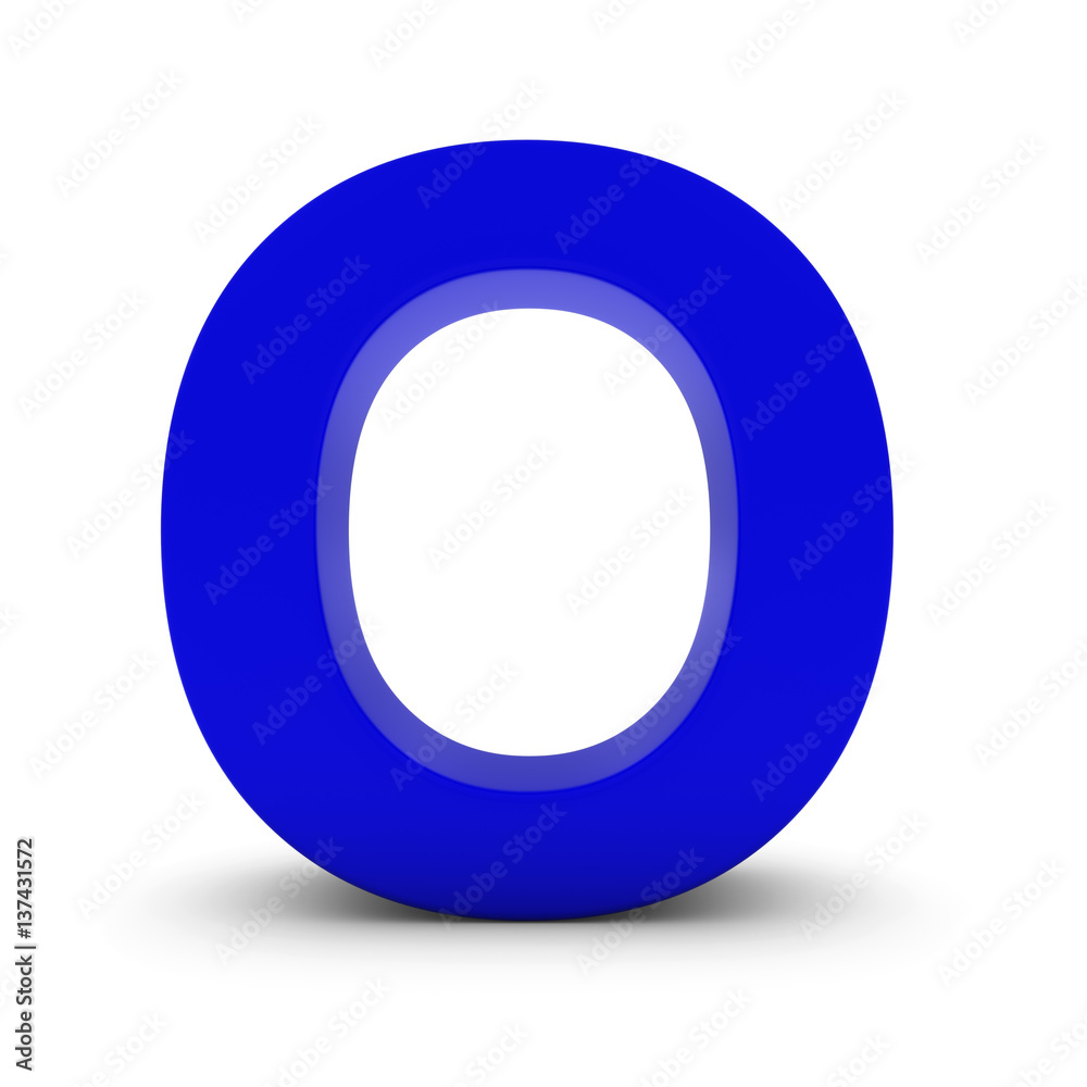 Blue Letter O Isolated on White with Shadows 3D Illustration Blue Letter O Isolated on White with Shadows 3D Illustration