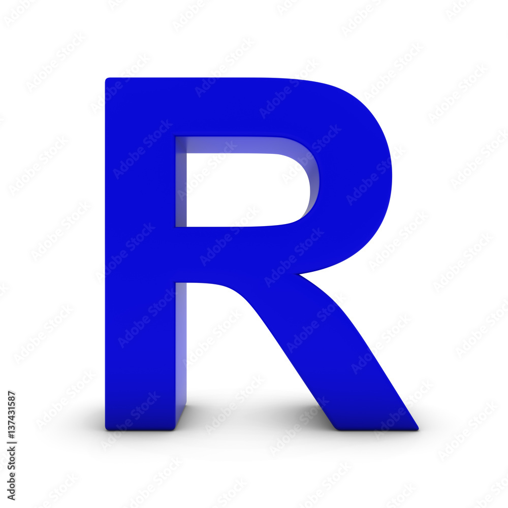 Blue Letter R Isolated on White with Shadows 3D Illustration Blue Letter R Isolated on White with Shadows 3D Illustration