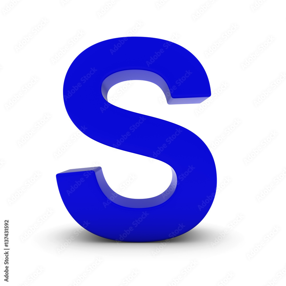 Blue Letter S Isolated on White with Shadows 3D Illustration Blue Letter S Isolated on White with Shadows 3D Illustration