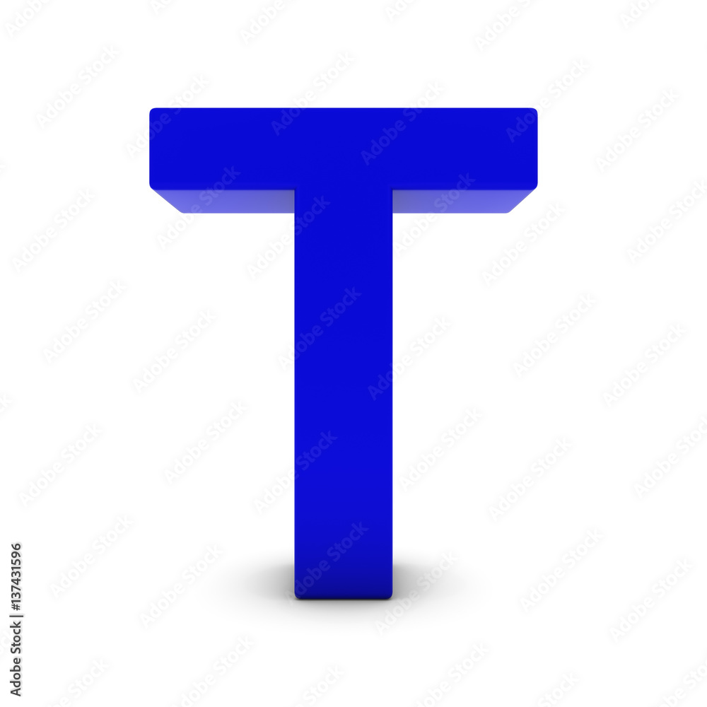 Blue Letter T Isolated on White with Shadows 3D Illustration Blue Letter T Isolated on White with Shadows 3D Illustration