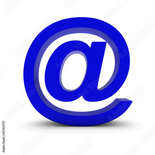 Blue Email Symbol Isolated on White with Shadows 3D Illustration