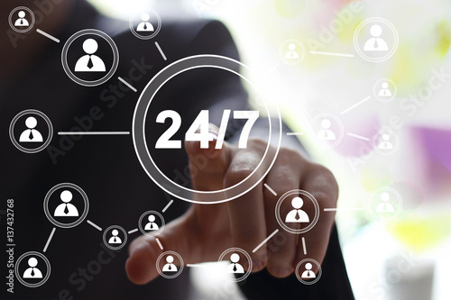 Business button 24 hours service icon network online