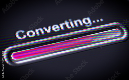 Process of Converting on a screen. photo