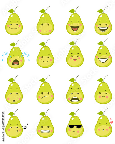 Sixteen pear emojis