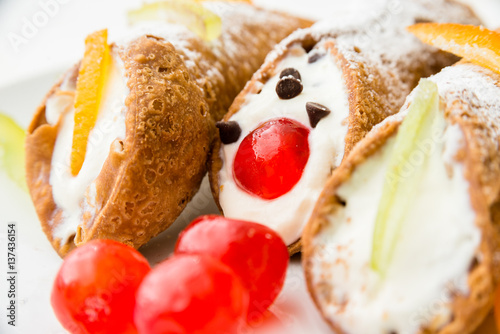 Sicilian Cannoli, traditional italian dessert