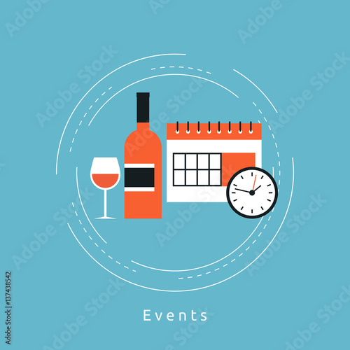 Time management and planning events flat vector illustration design. Business concept for date planning, organizing events and events management. Icon design for web banners and apps