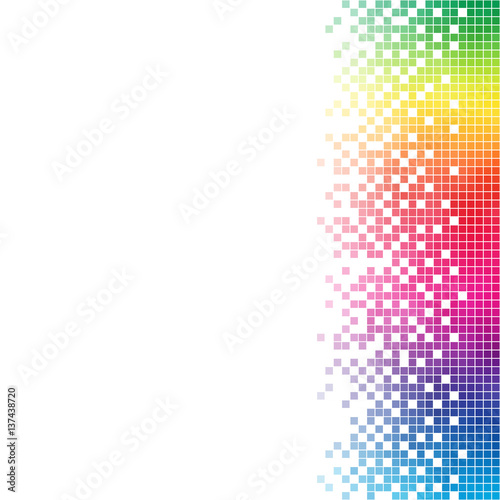 Abstract rainbow mosaic vector template with white copy space.