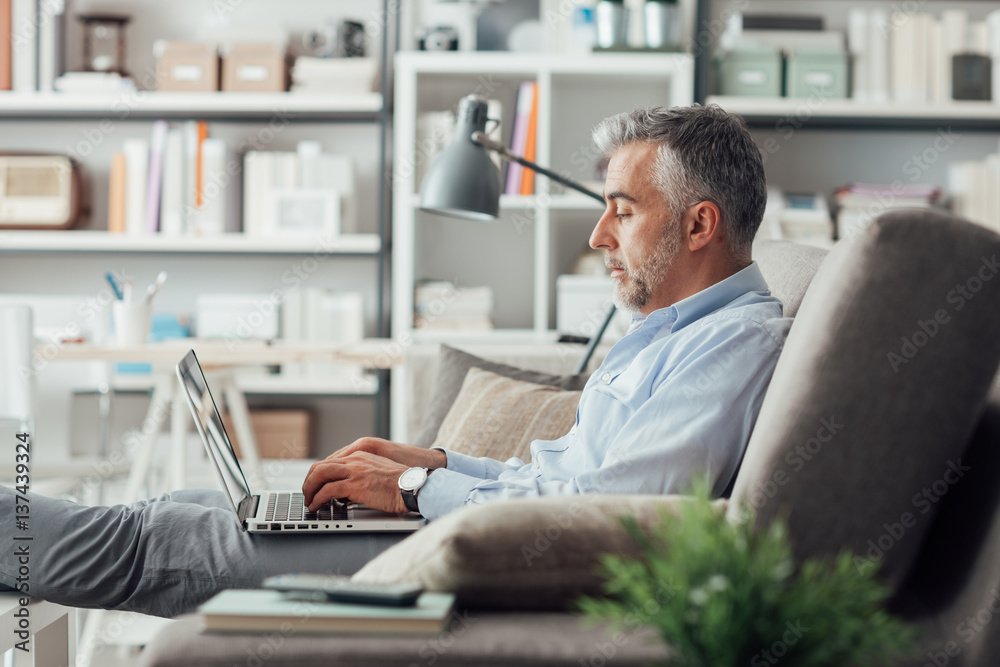 Businessman working at home