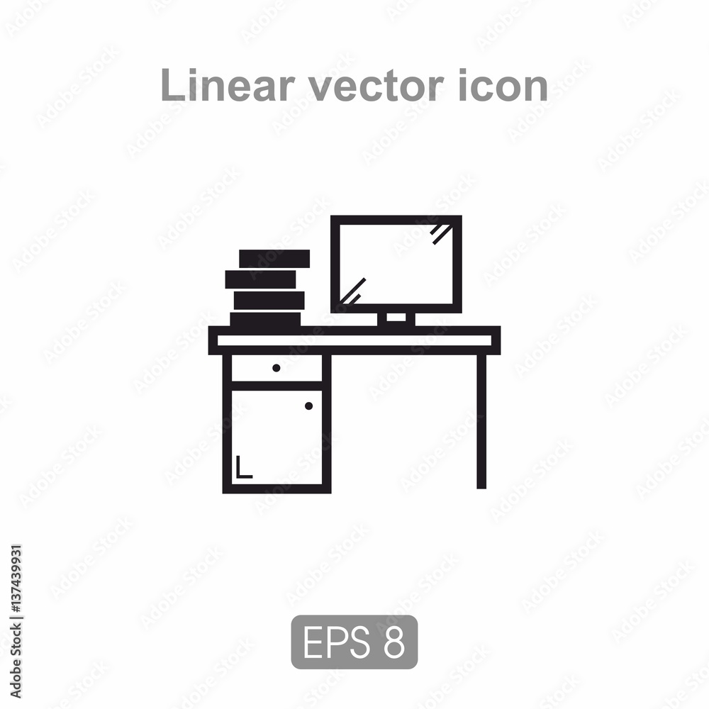 Icon desktop computer and documents Icon desktop computer and documents