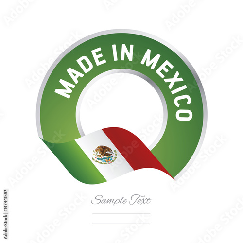 Made in Mexico flag green color label button logo icon banner