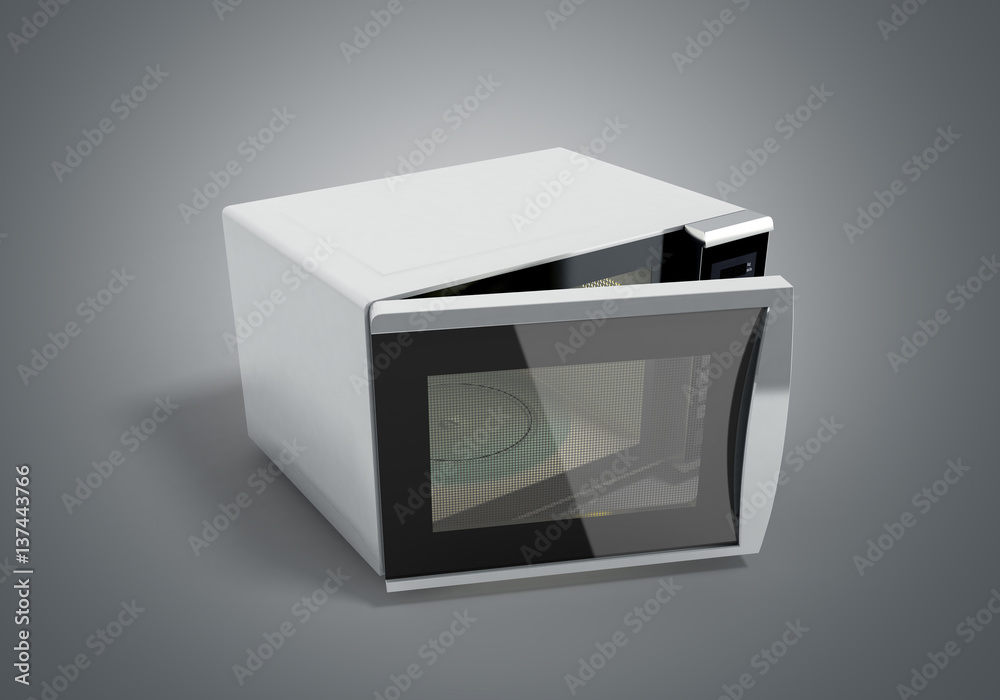 Fototapeta premium Microwave stove 3d illustration on grey