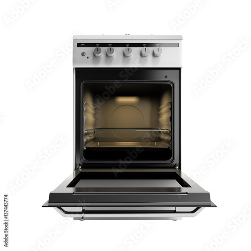 open gas stove 3d render isolated no shadow