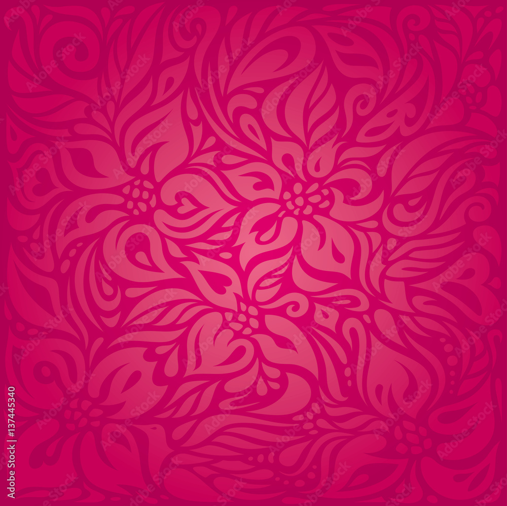 Red floral vector pattern wallpaper design background