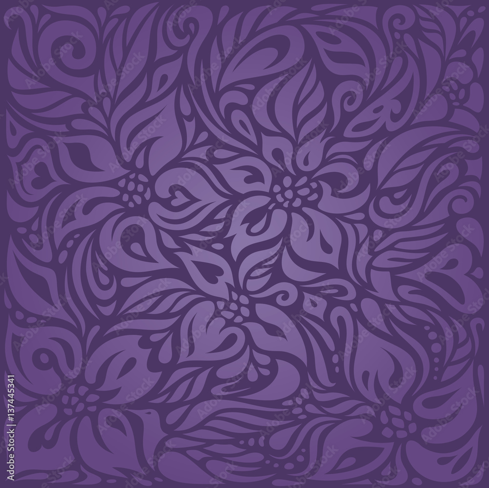 Violet purple Floral  vintage seamless pattern background design