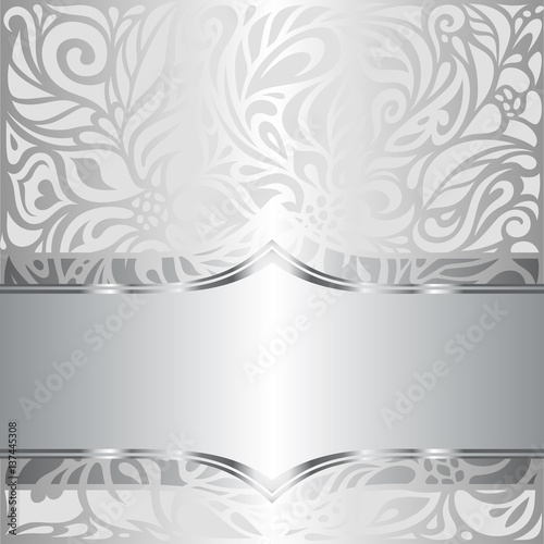 Silver shiny floral vintage pattern wallpaper background design