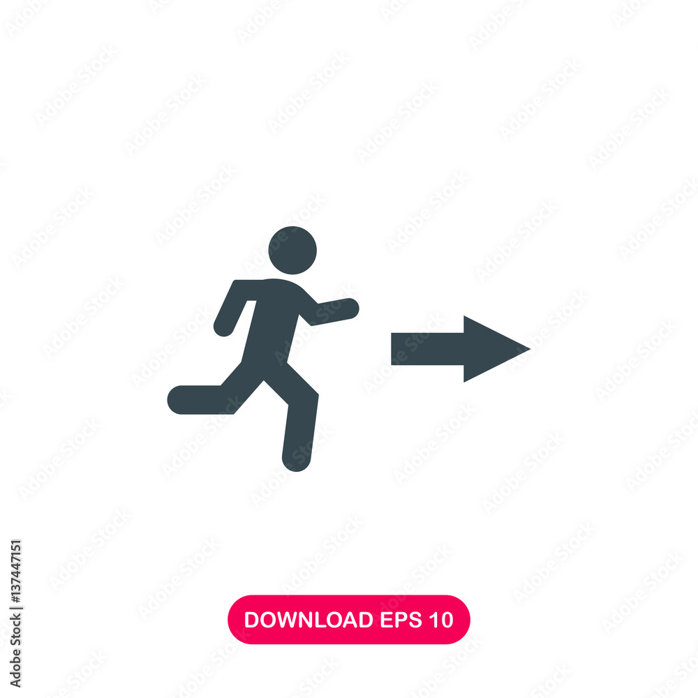 Running to exit icon vector Running to exit icon vector