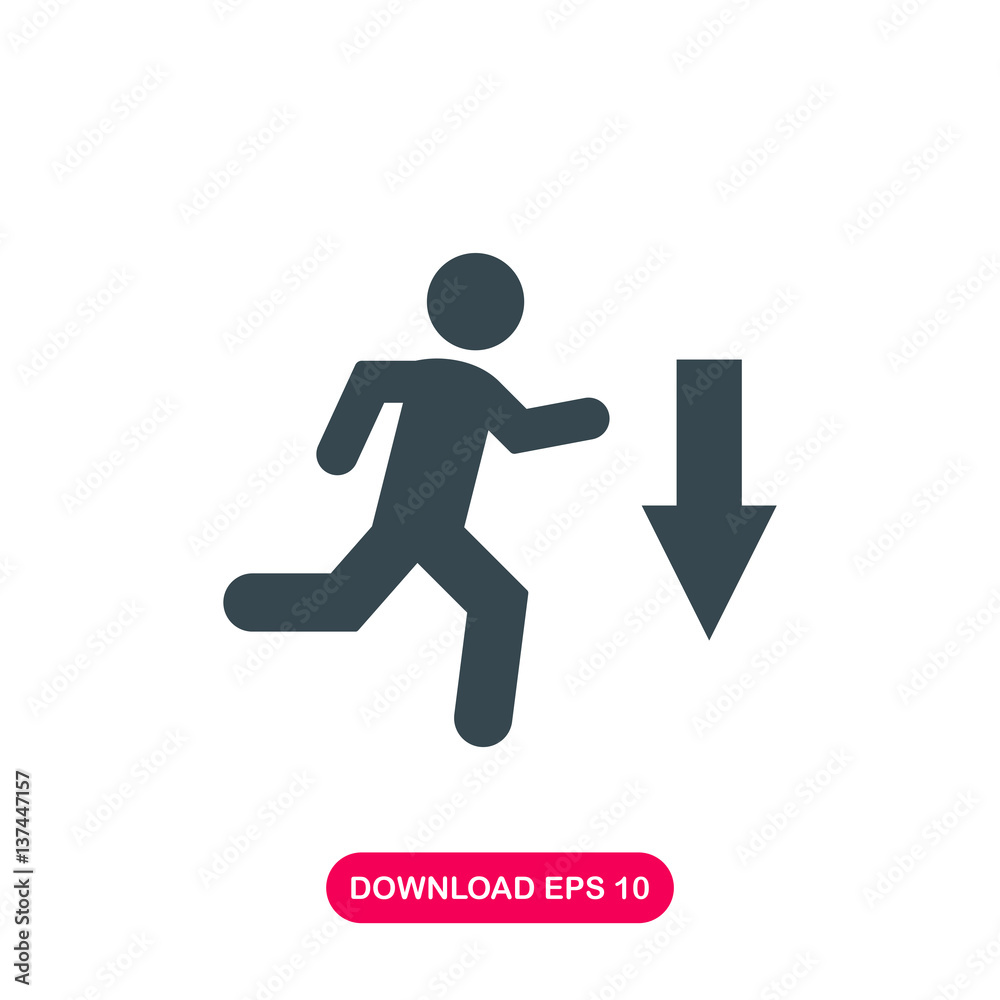Running to exit icon vector Running to exit icon vector