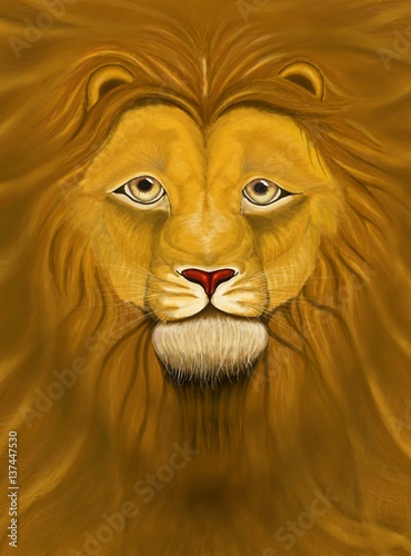 Lion head with a wavy mane of filling a background