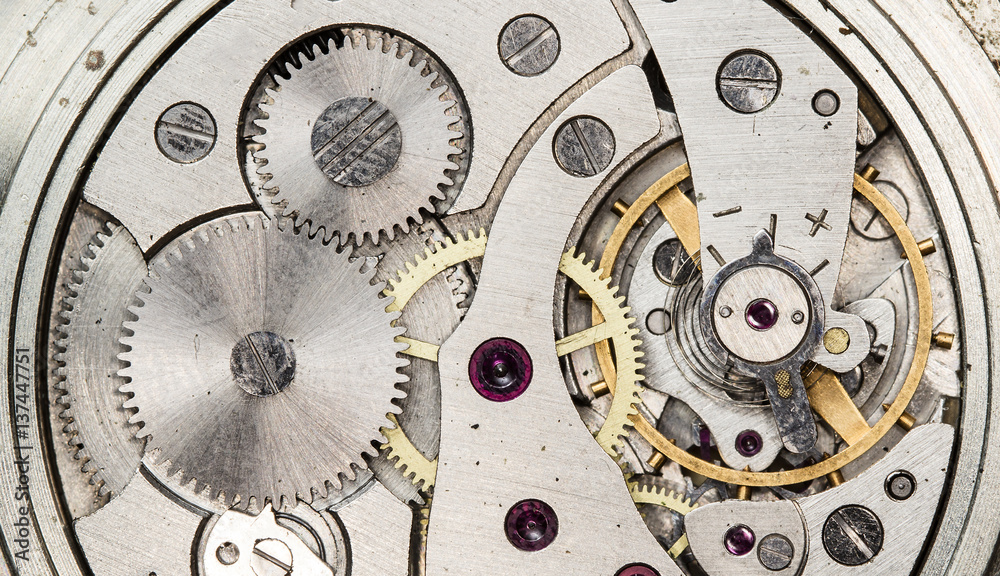 clockwork old mechanical watch, high resolution and detail