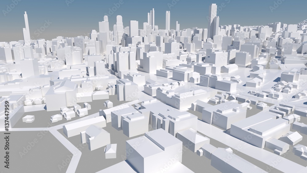 Naklejka premium Abstract urban landscape, 3 d render