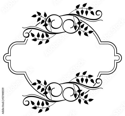 Wallpaper Mural Round black and white frame with abstract decorative flowers. Vector clip art. Torontodigital.ca