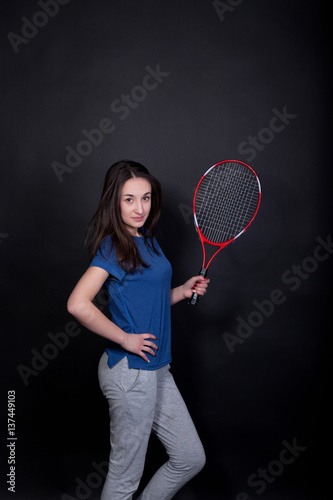 Female tennis player with racket © nazarets