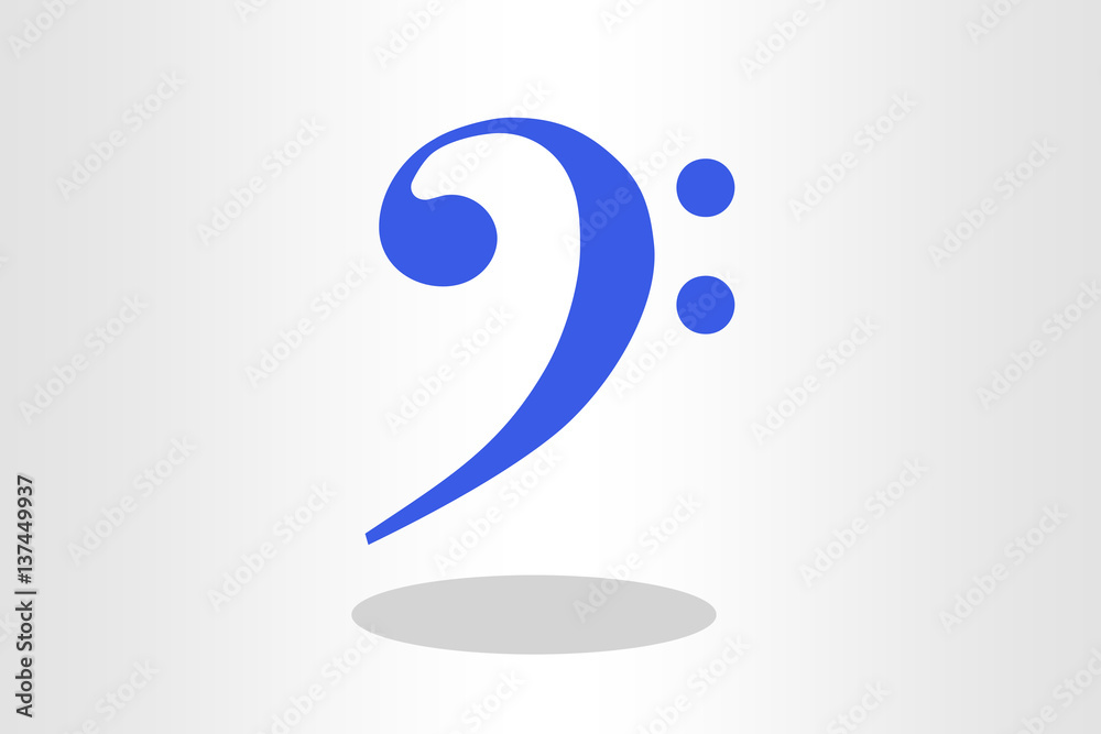 Illustration of bass clef on plain background Illustration of bass clef on plain background