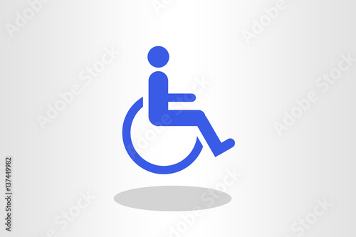 Illustration of blue wheel chair against plain background