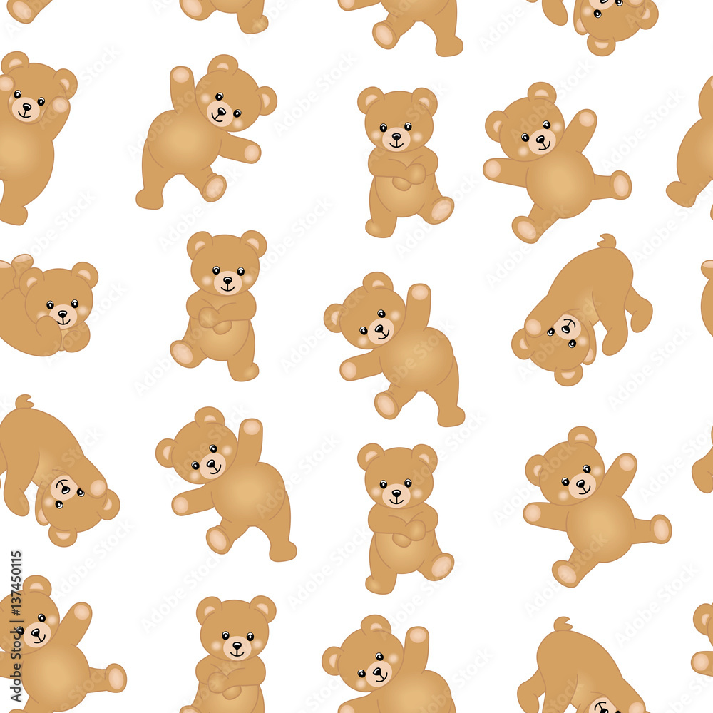 Naklejka premium Baby teddy bear seamless pattern background 