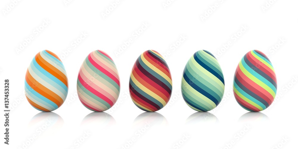 Easter eggs on white background. 3d illustration Easter eggs on white background. 3d illustration