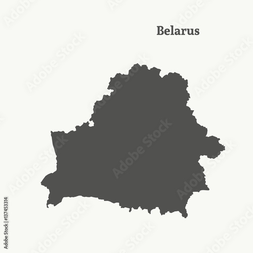 Outline map of Belarus. vector illustration.