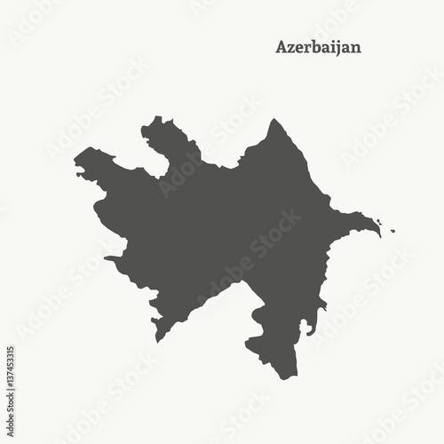 Outline map of Azerbaijan. Isolated vector illustration.