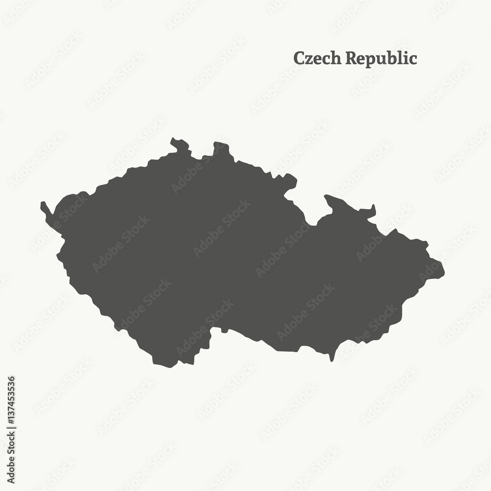 Outline map of Czech Republic. Isolated vector illustration.